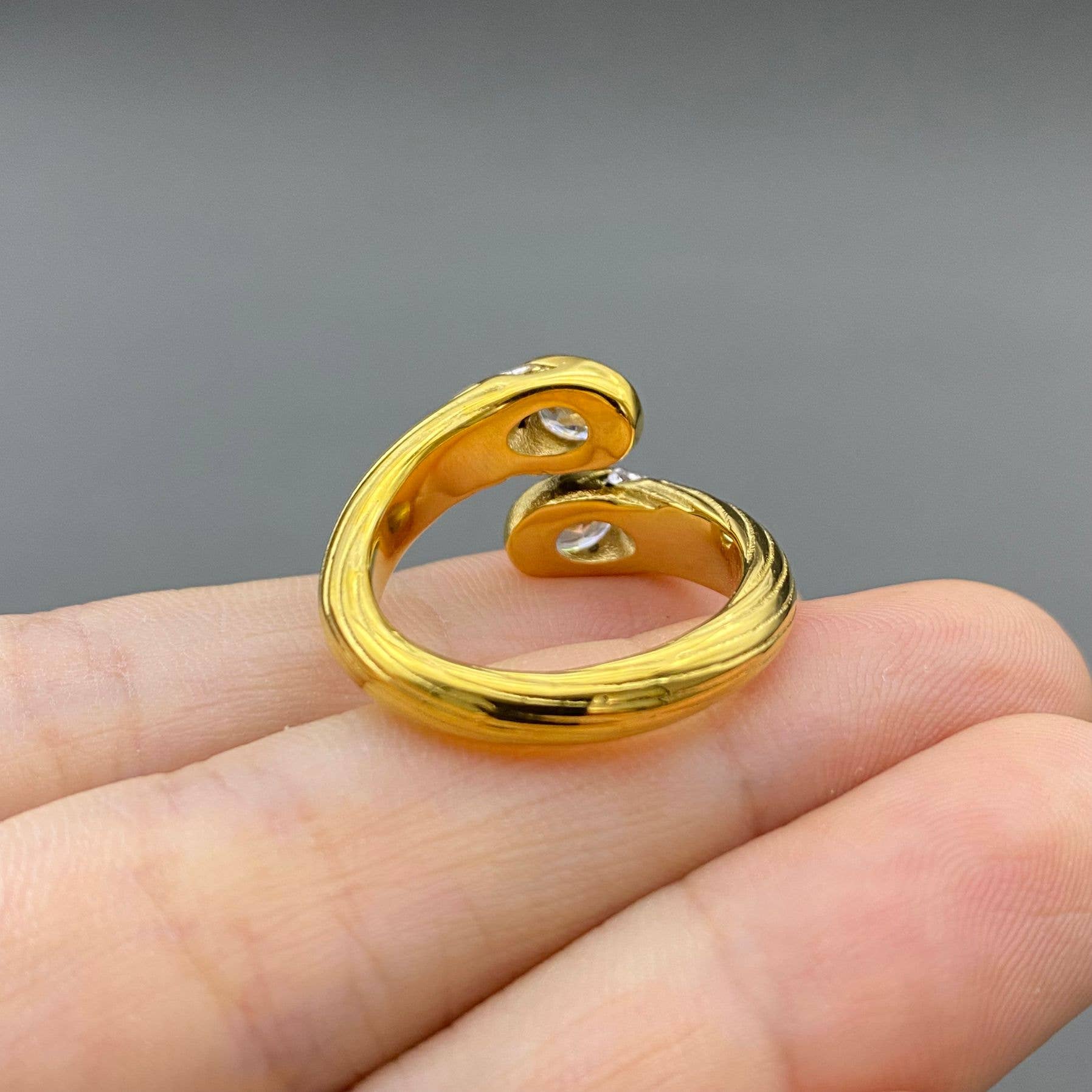 Cubic Zirconia Inlaid 18K Gold Plated S.Steel Ring - FGS