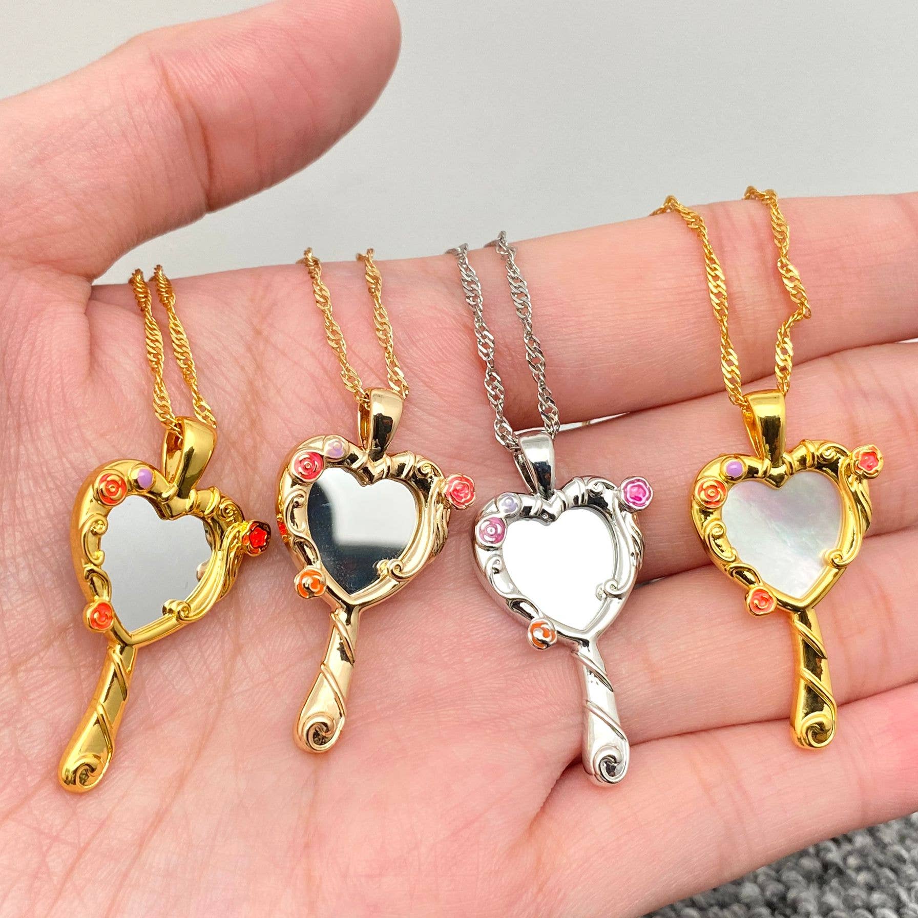 Fairy Tales Magic Mirror Charm Pendant Necklace
