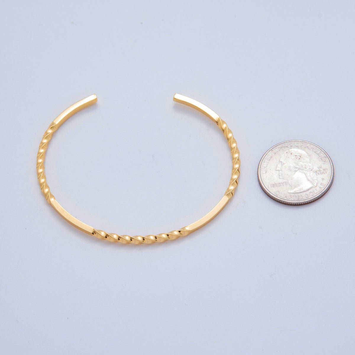 18K Gold Filled Twisted Band Bar Cuff Bracelet | WA-3289