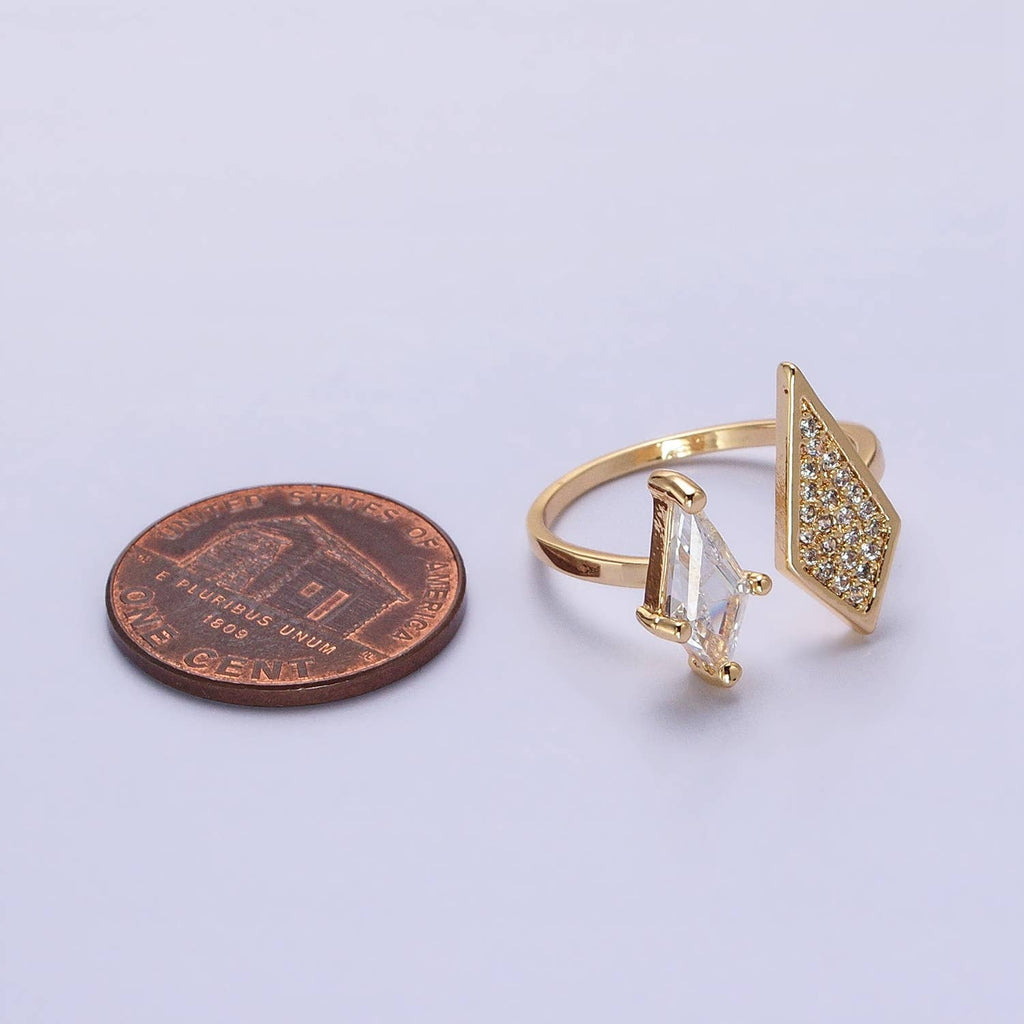 Micro Paved Unique Marquise Adjustable Gold/Silver Open Ring