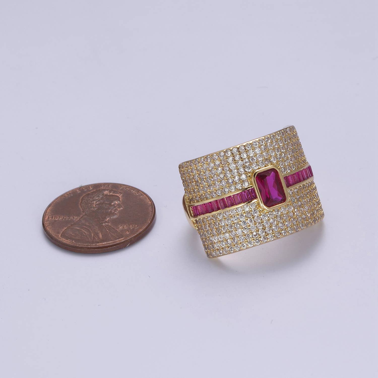 Colorful Micro Pave Adjustable Chunky Statement Ring