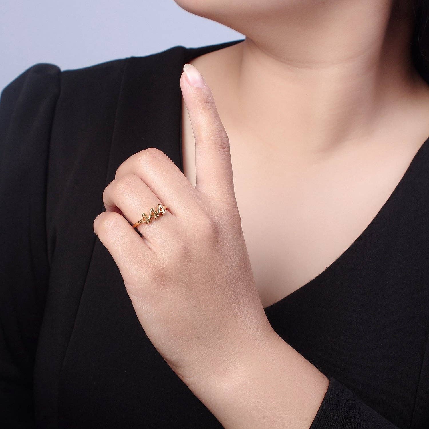 Dainty Angel Number Ring, Minimalist Gold Filled Ring Unisex