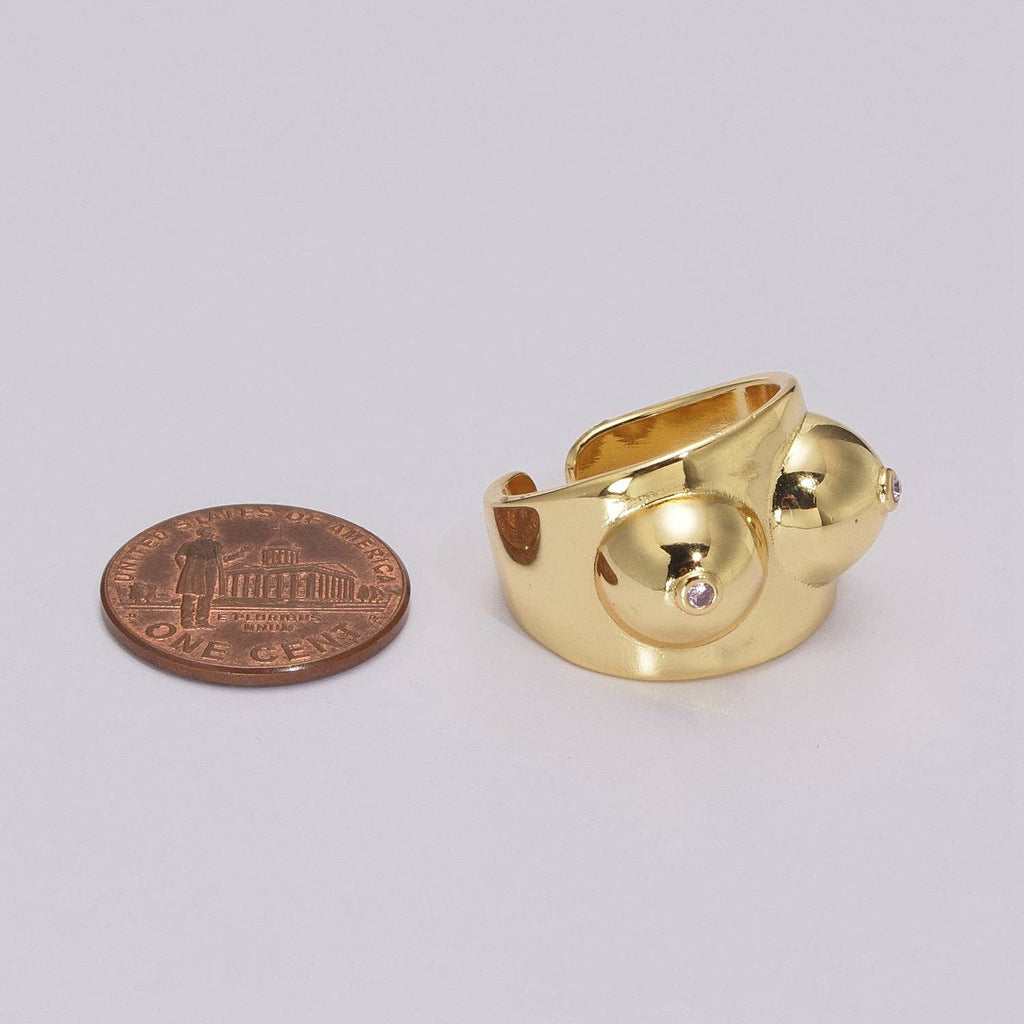 Gold Boobs Ring Novelty Silver Breast Cancer Awareness. Celebrating Breastfeeding Jewelry Gold Boobs Ring Novelty Silver Breast Cancer Awareness. Celebrating Breastfeeding Jewelry U025