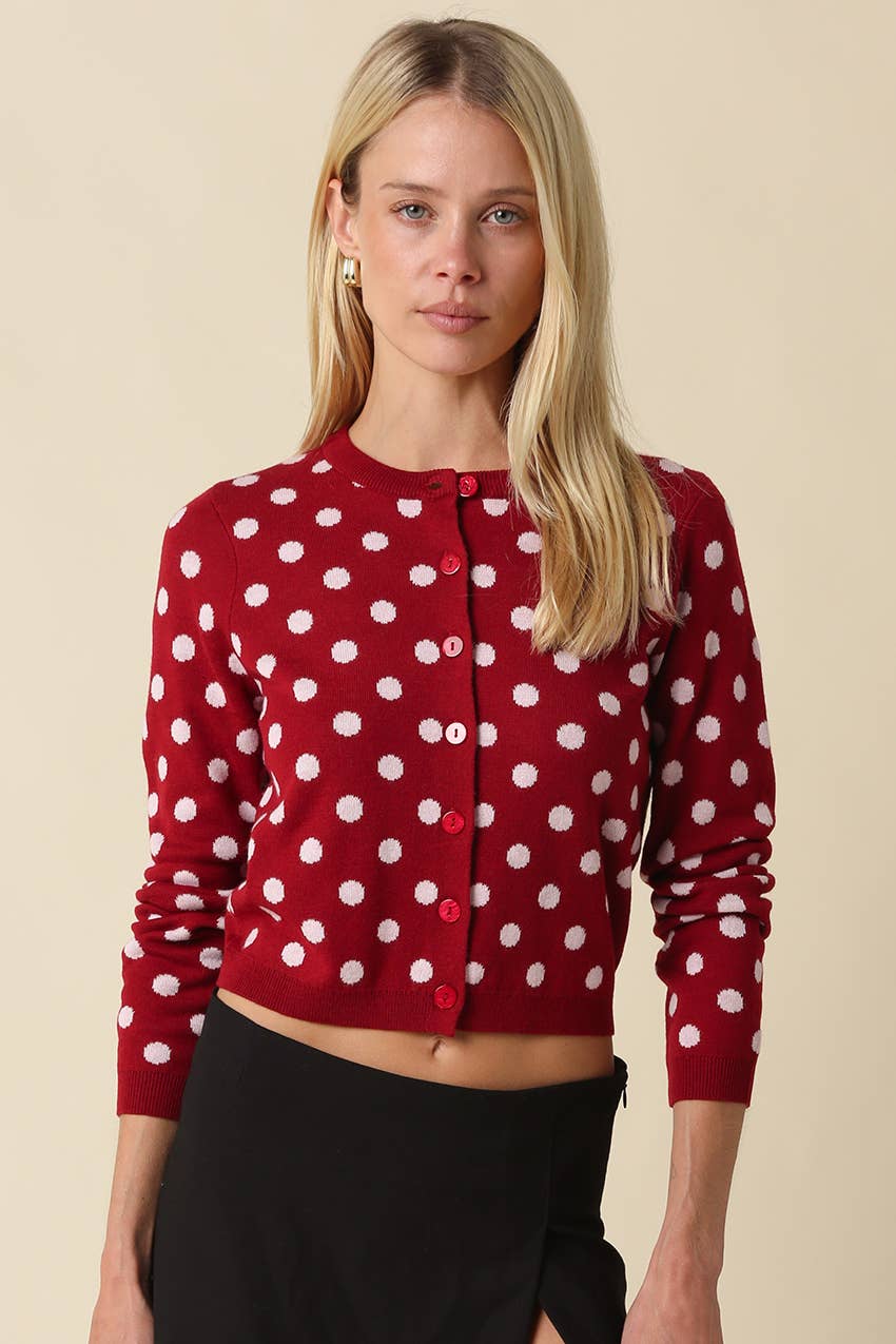 Callie Polka Dot Cropped Cardigan
