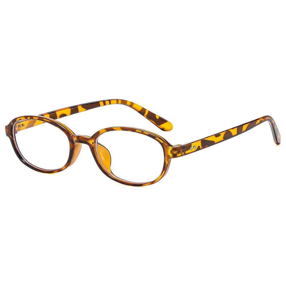 Oval Cat Eye Red Frame Glasses Retro Chic for Women