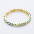 14K Gold Filled Round Pink, Green, Orange, Blue Enamel Artisan Daisy Flower Bangle | WA-292 WA-300 WA-323 WA-370