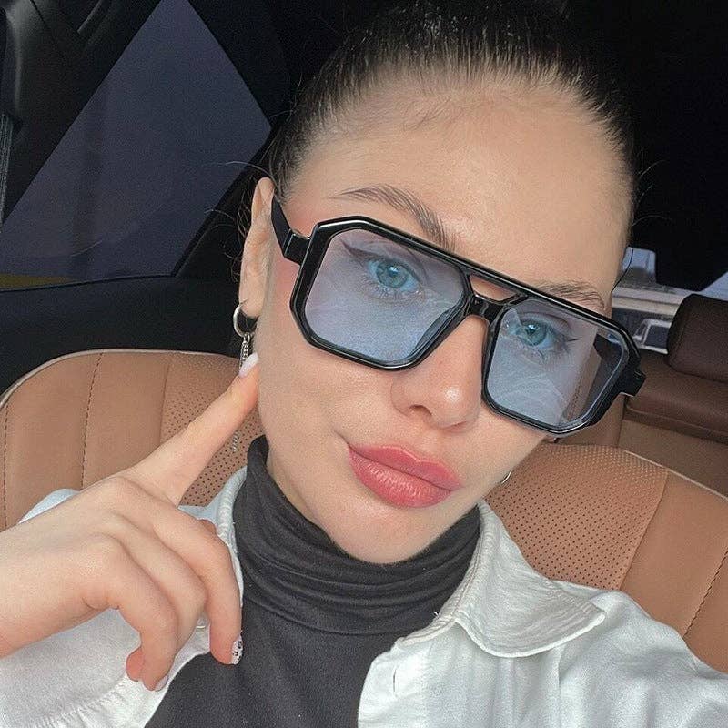 Vintage Pilot Style Rectangle Sunglasses for Women and Men
