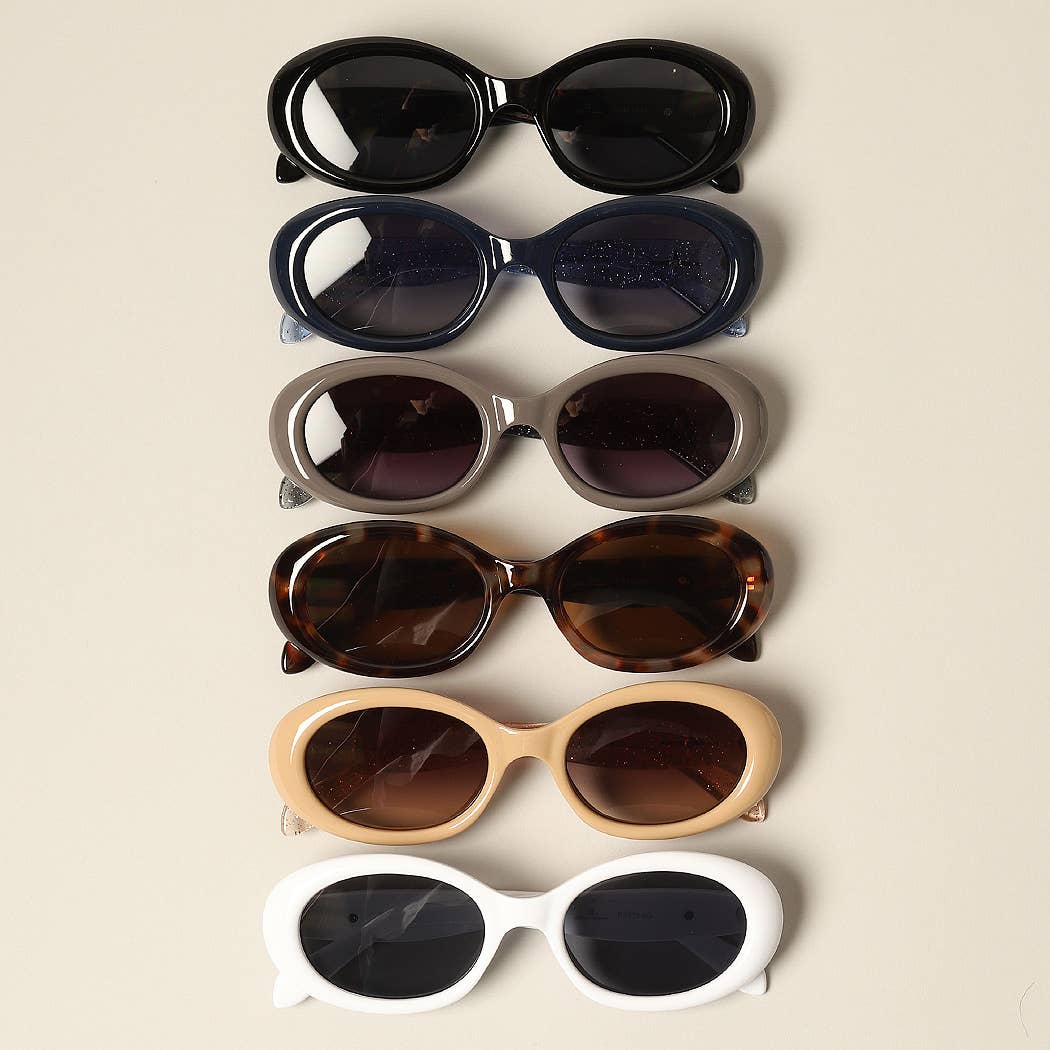 Women's Trendy Oval Glitter Sunglasses