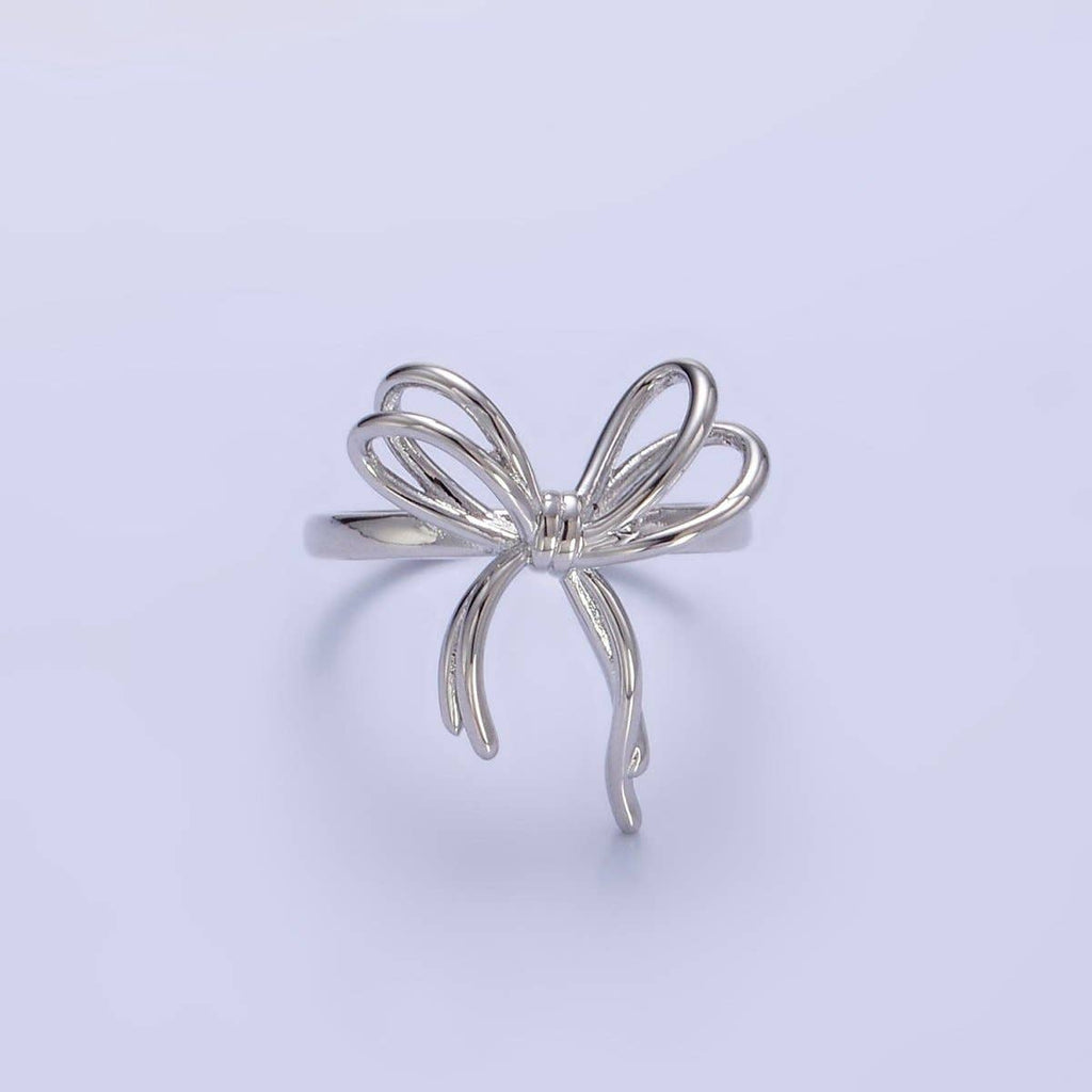 14K Gold Filled Double Tied Bow Ribbon Ring in Gold & Silver | R208 R209