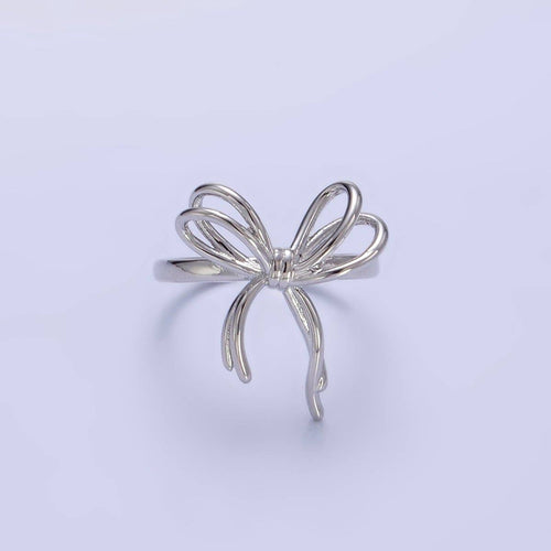 14K Gold Filled Double Tied Bow Ribbon Ring in Gold & Silver | R208 R209