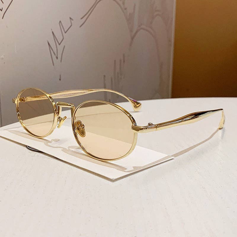 Trendy Oval Metal Frame Sunglasses for Men