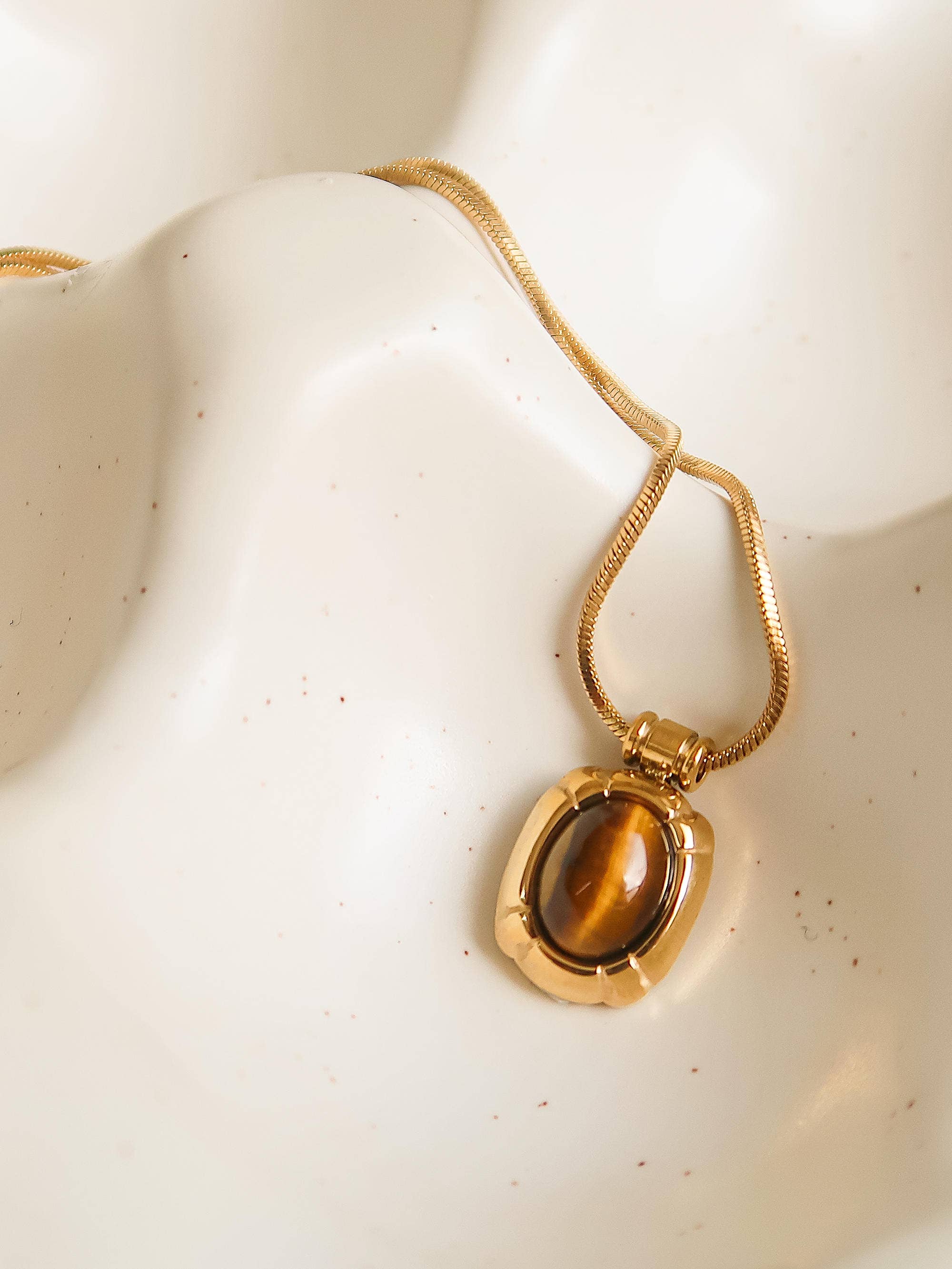 Dax 18K Gold Non-Tarnish Natural Stone Necklace