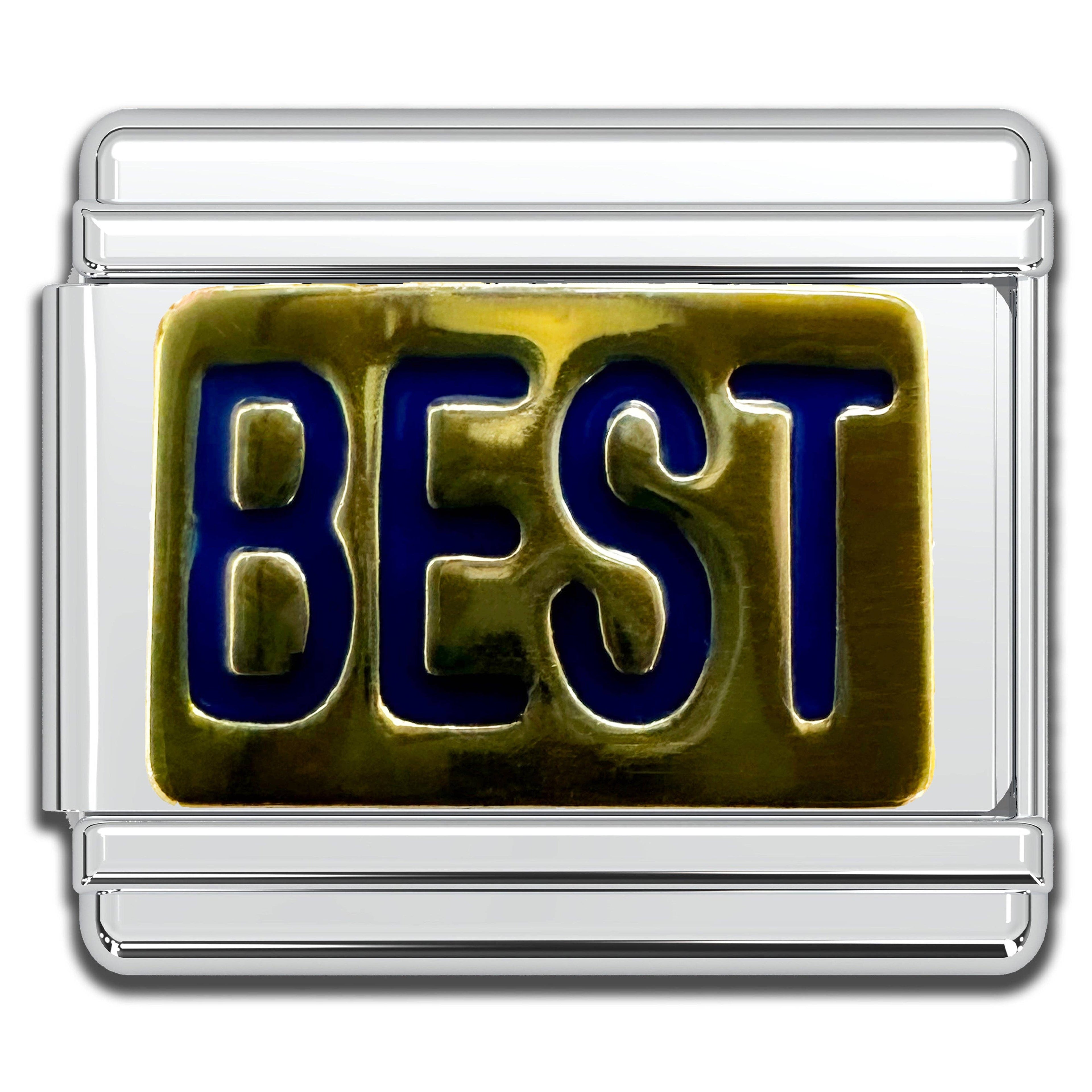 Italian Bracelet Charm - BEST BLUE 9mm Links
