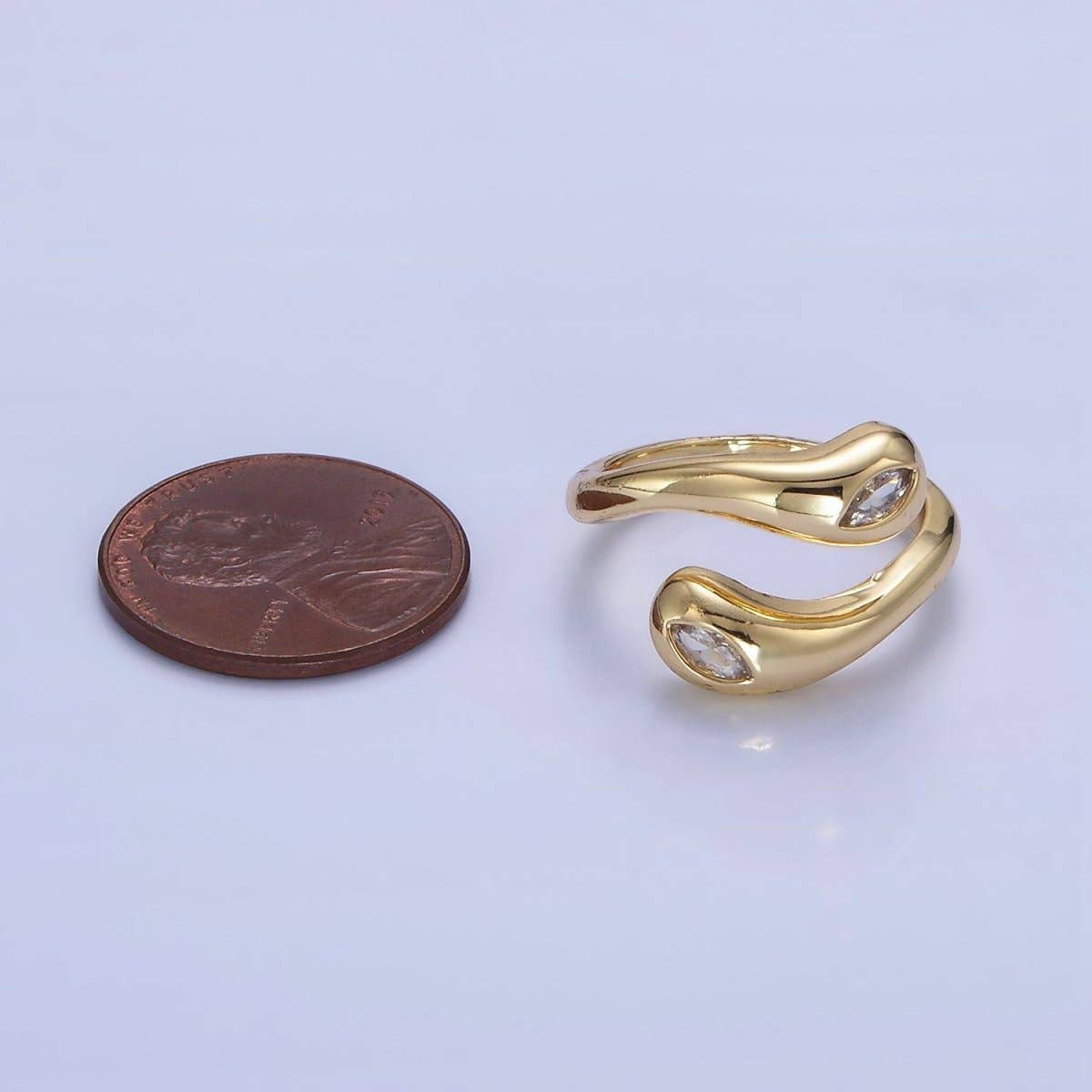 Minimalist Gold Filled Wrapped Adjustable Ring With Clear CZ Sone- O-196