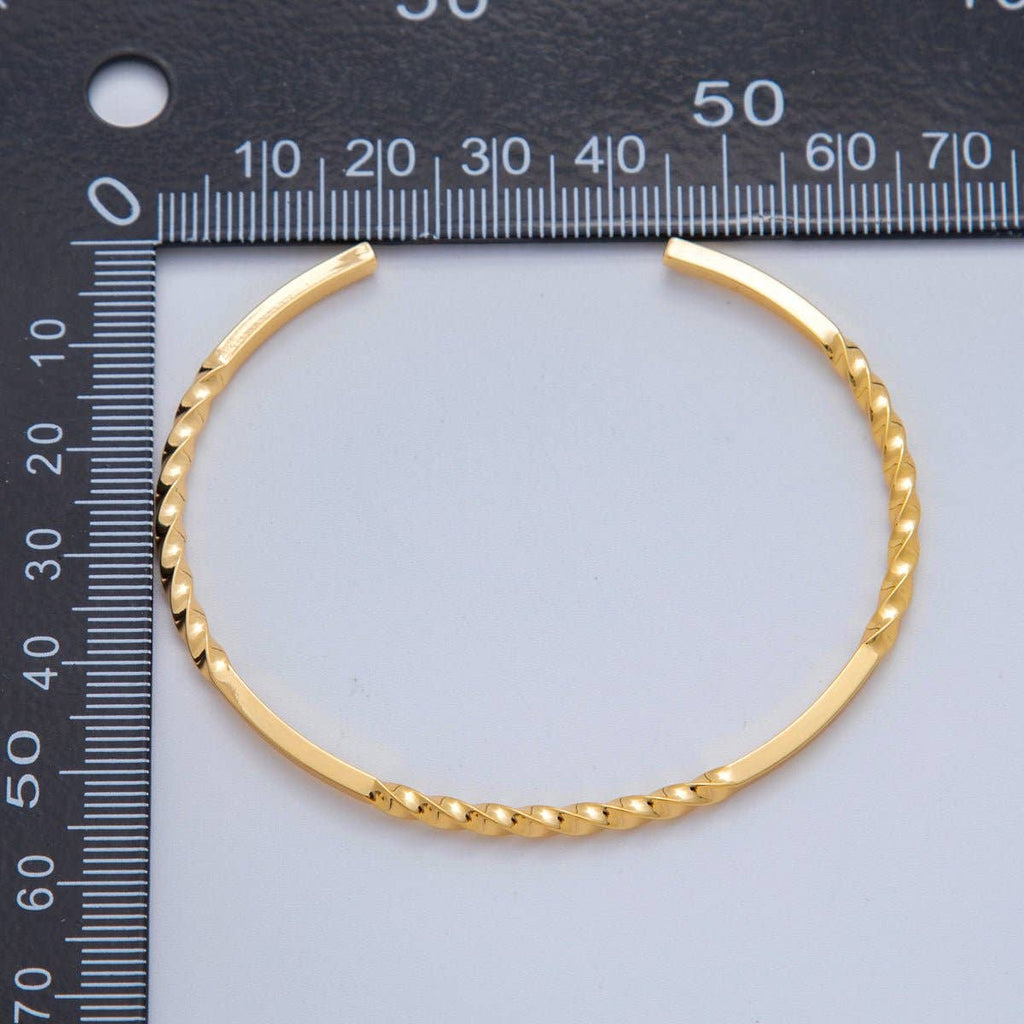 18K Gold Filled Twisted Band Bar Cuff Bracelet | WA-3289