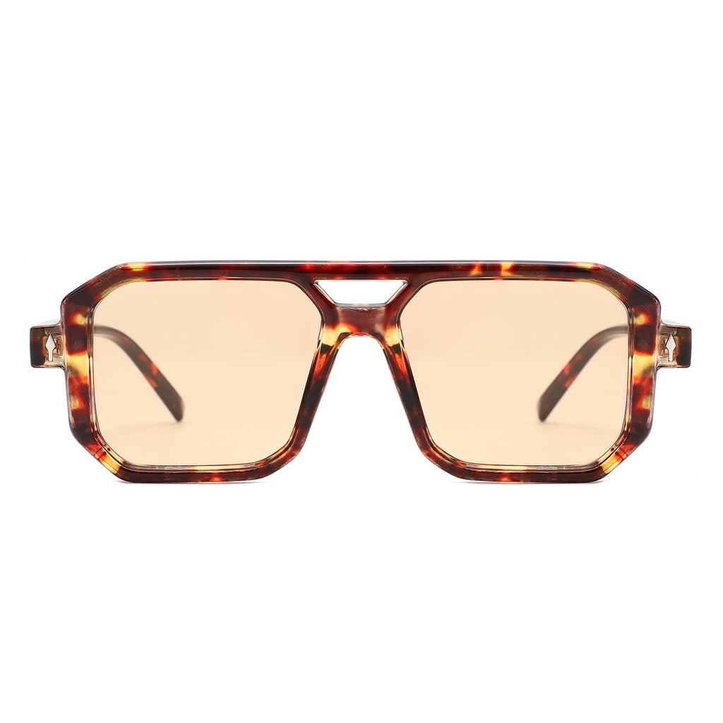Geometric Square Brow-Bar Flat Top Sunglasses