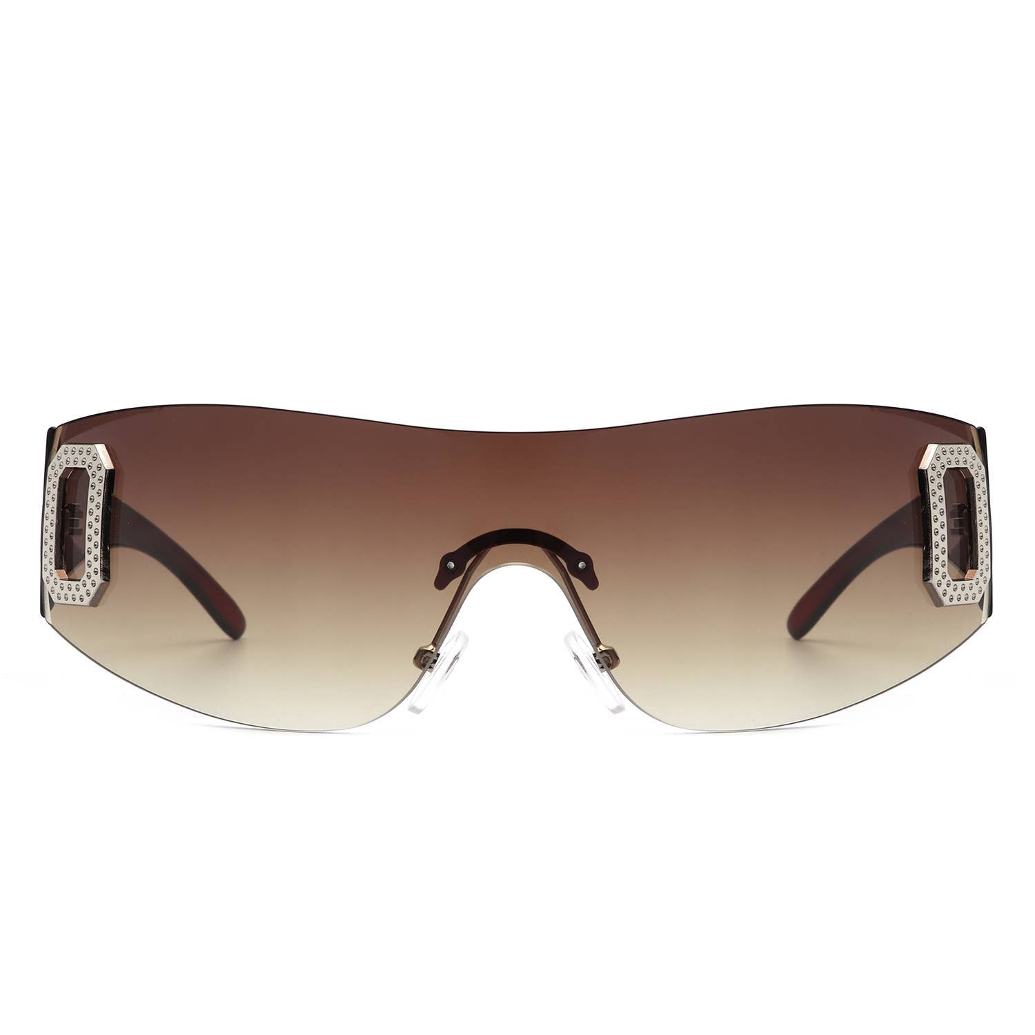 Rectangle Rimless Sleek Wrap Around Fashion Sunglasses