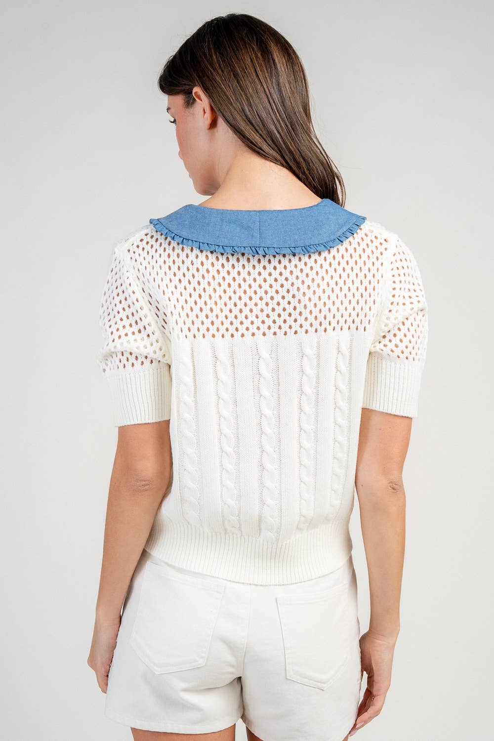 APRIL SWEATER TOP W/ DENIM