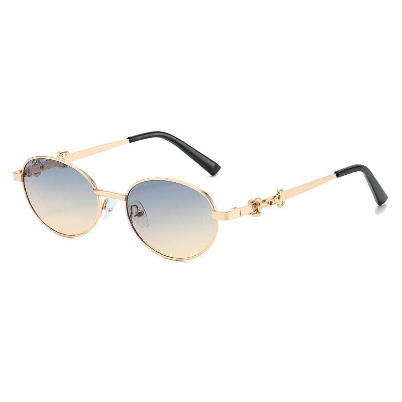 Oval Frame Metal Sunglasses UV400 Protection Stylish