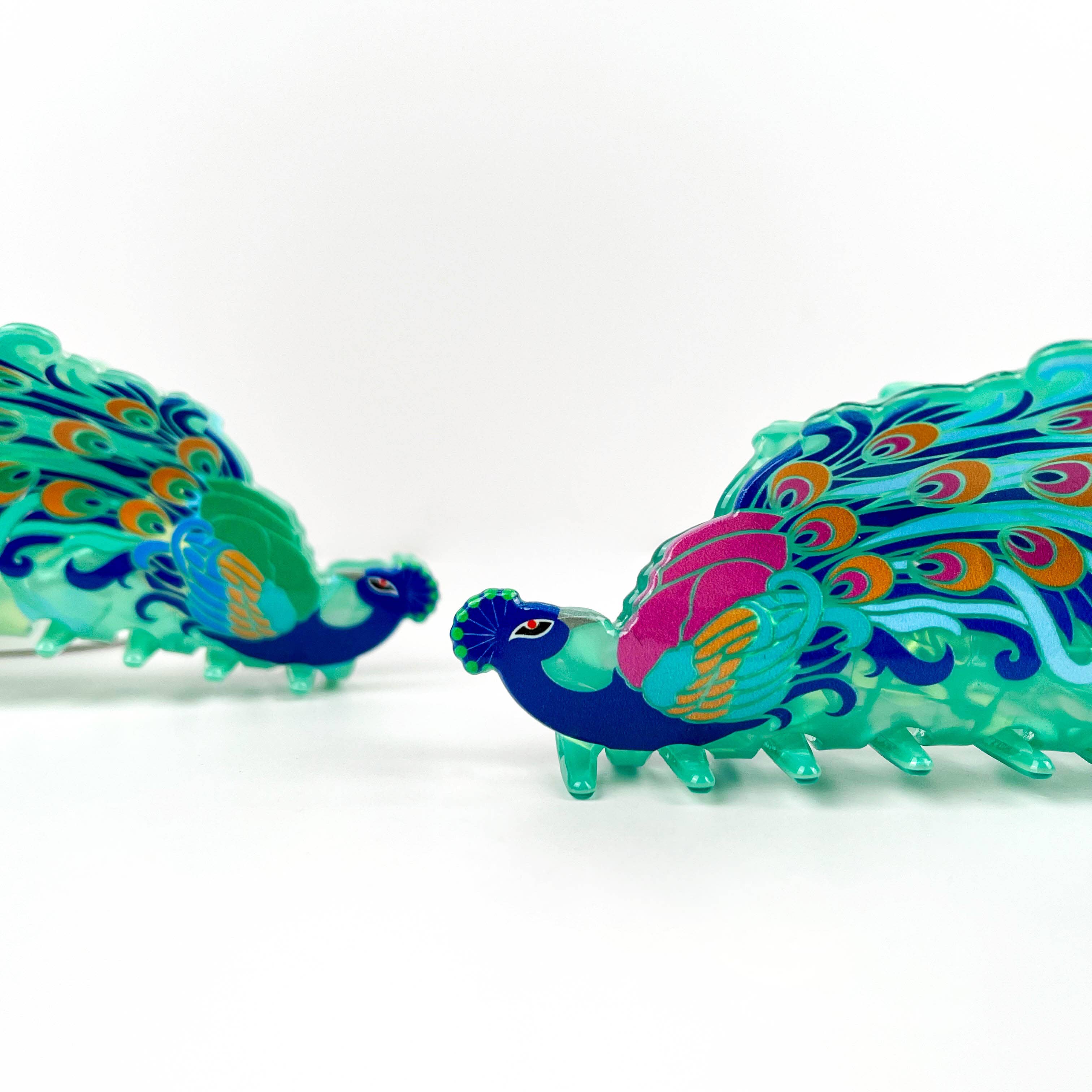 Elegant Peacock Print Acrylic Animal Hair Claw Clip