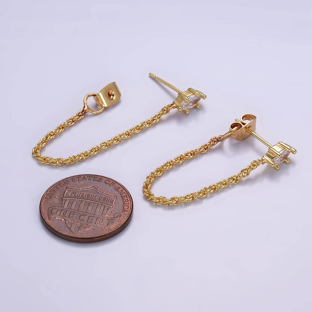 16k Gold Filled CZ Chain Link Stud Earrings | T060