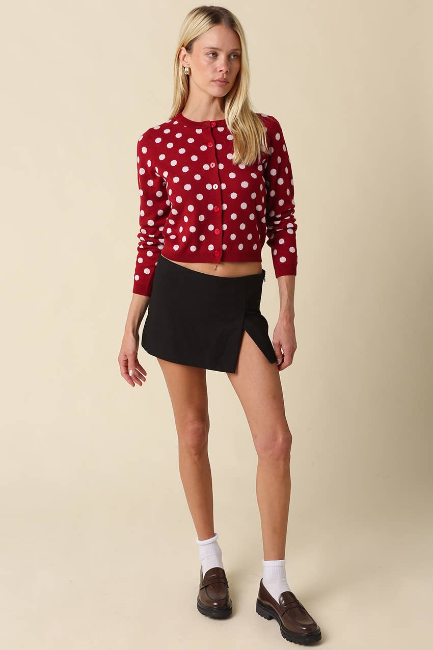 Callie Polka Dot Cropped Cardigan