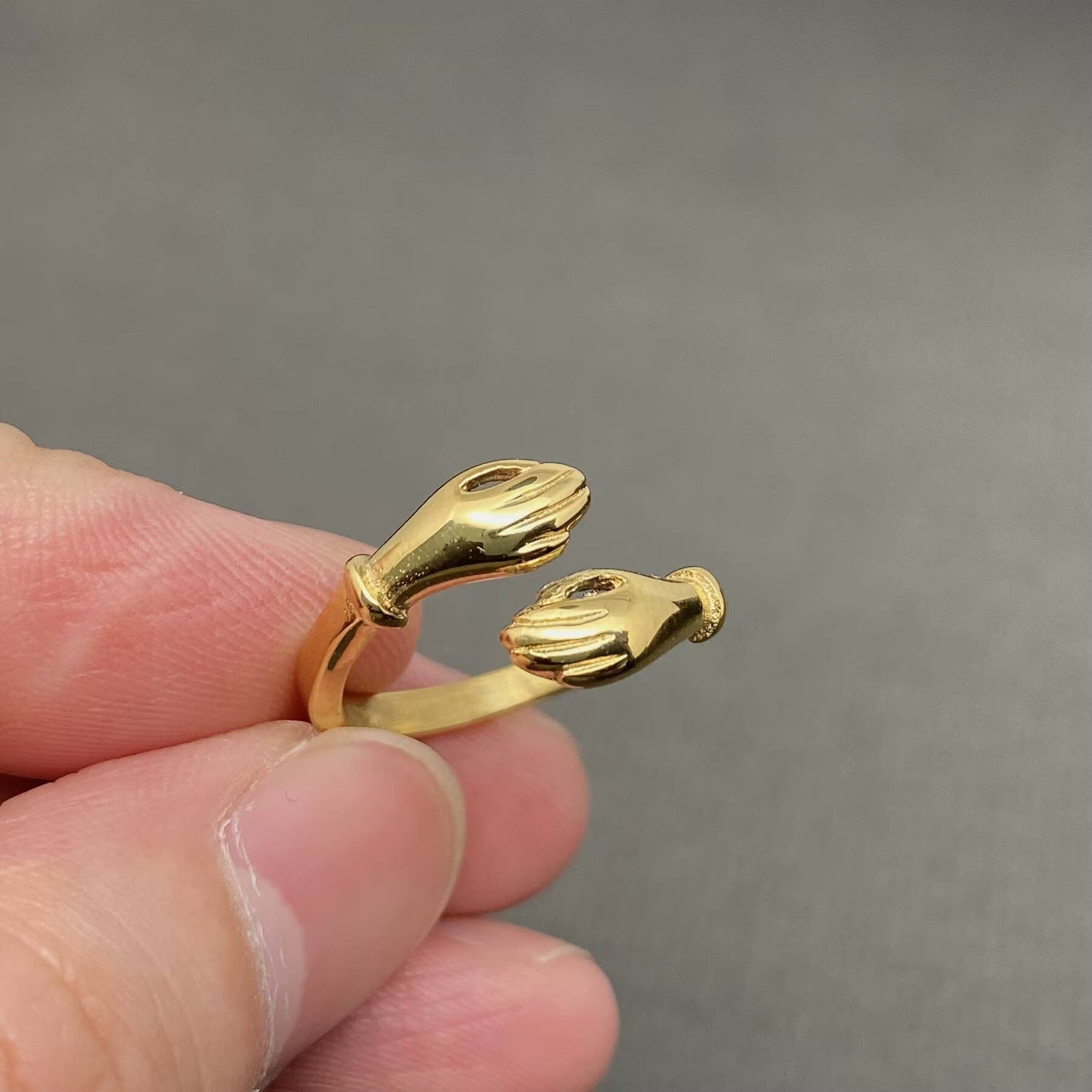 Loving Hug 18K Gold Plated Stainless Steel Ring - FGS