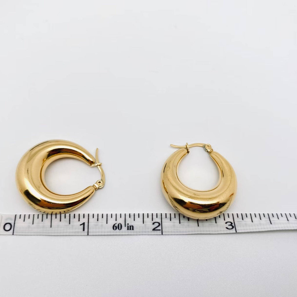 Geometric Gold Plated Stainless Steel Huggie Earrings - FGS