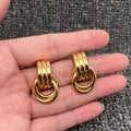 18K Gold Plated Stainless Steel Geometric Post Earrings -FGS