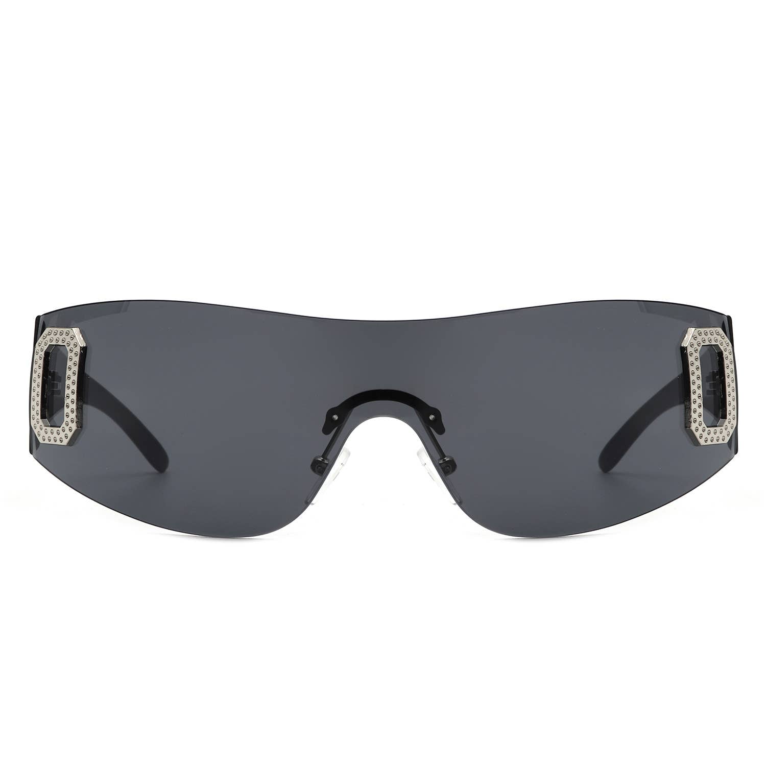 Rectangle Rimless Sleek Wrap Around Fashion Sunglasses