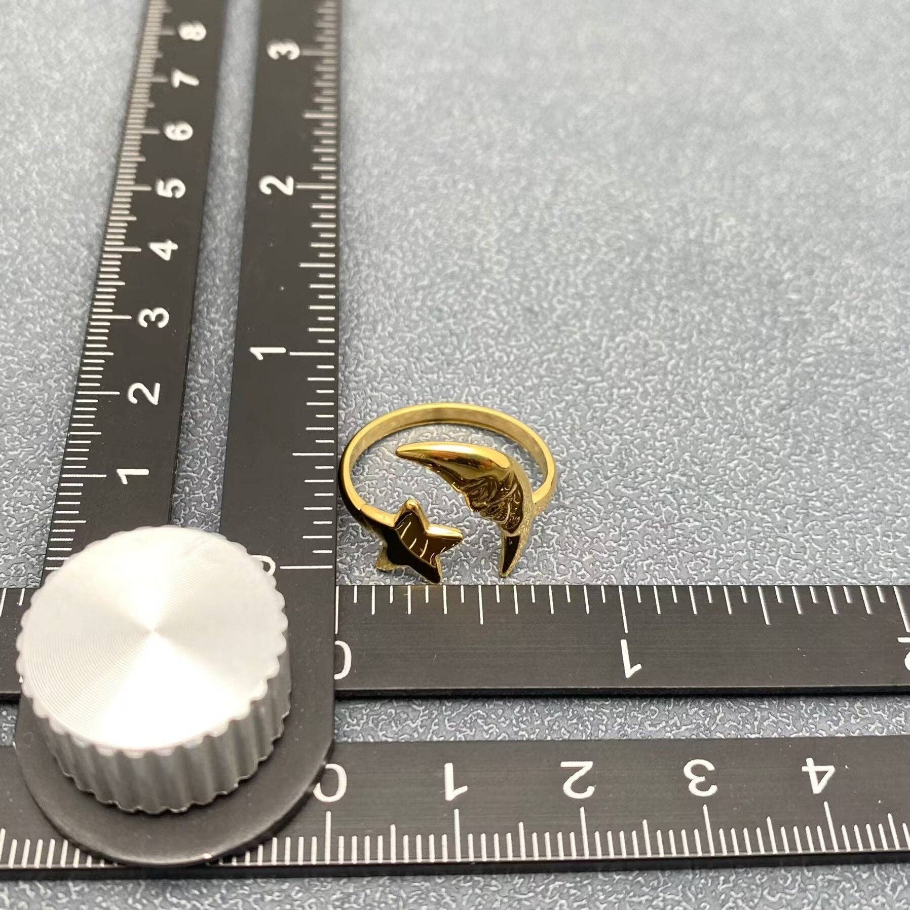 Star Moon 18K Gold Plated S.Steel Adjustable Ring - FGS/MS