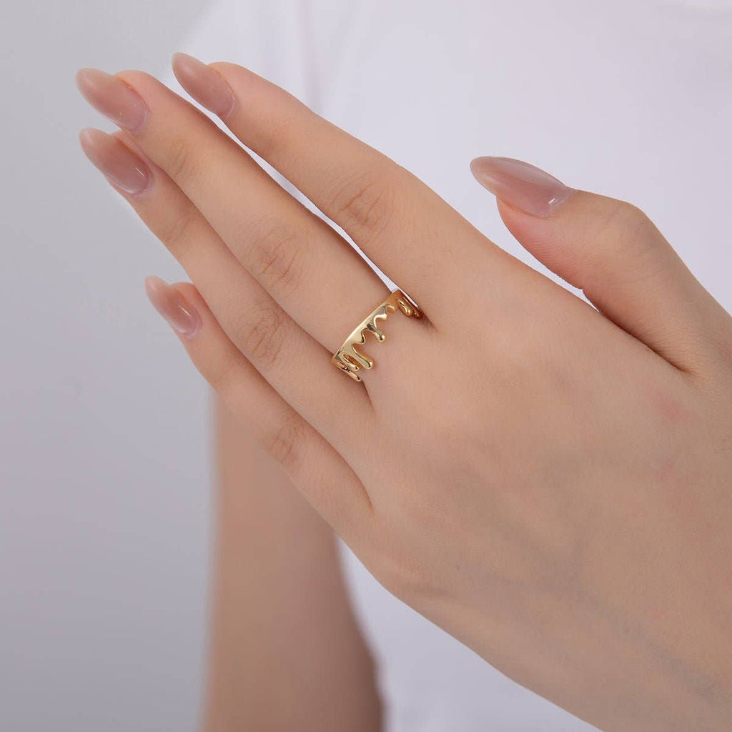 18K Gold Filled Minimalist Molten Drip Ring | O1734
