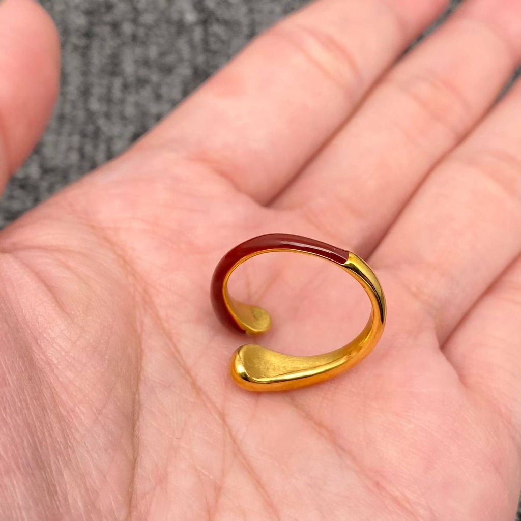 Ankela Red Two Tone 18K Gold Plated S.Steel Ring - FGS