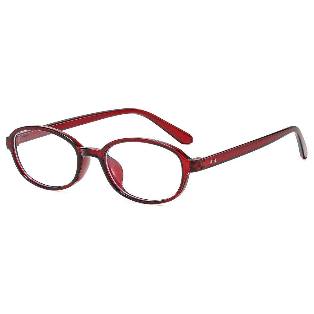 Oval Cat Eye Red Frame Glasses Retro Chic for Women