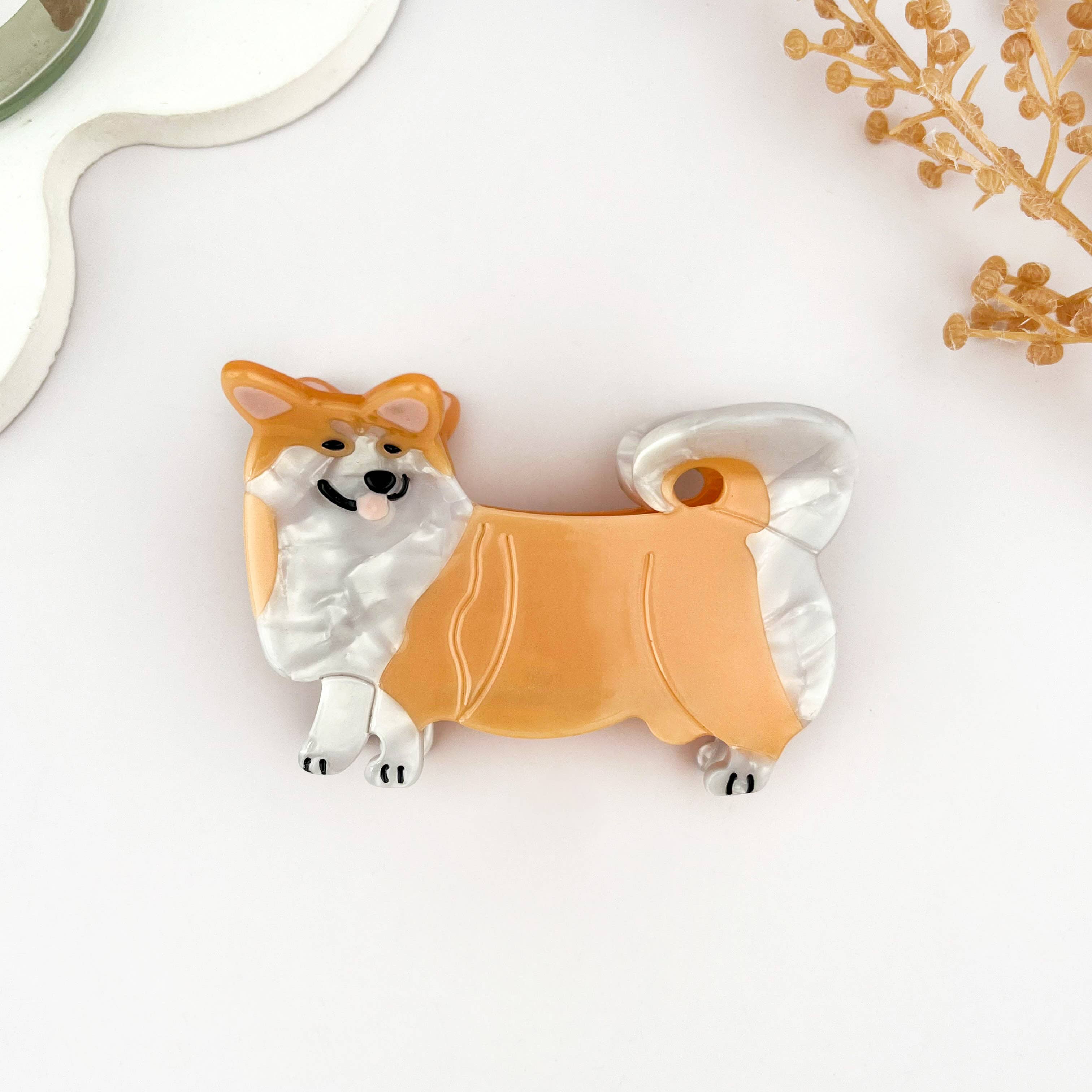 Cute Corgi Dog Hair Clip Acetate Animal Claw Clip