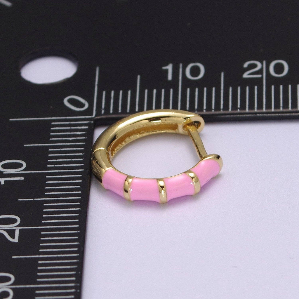 15mm Colorful Enamel Pastel Huggie Earring T164~T174