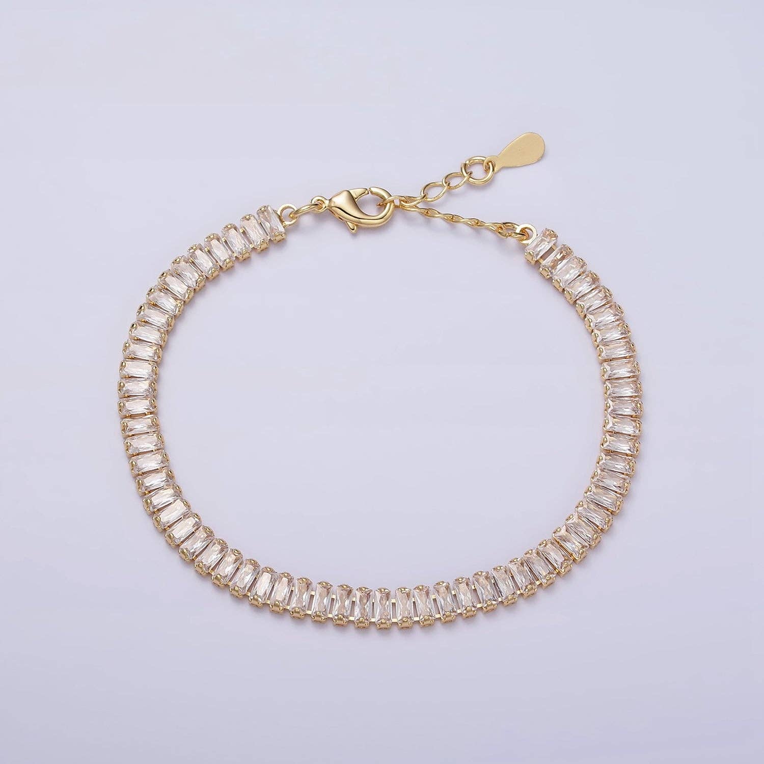 Gold Filled Tennis Bracelet, Baguette Emerald Green, Pink, Clear Pave CZ Bracelet for WA1764 WA1765 WA1766
