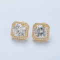 24K Gold Filled Clear CZ Micro Paved Open Square Stud Earrings | AD756
