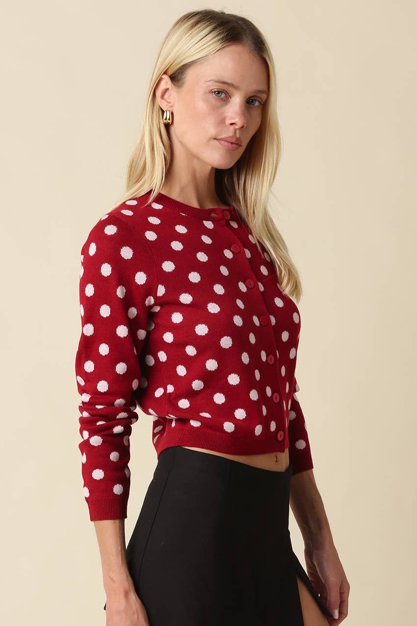 Callie Polka Dot Cropped Cardigan