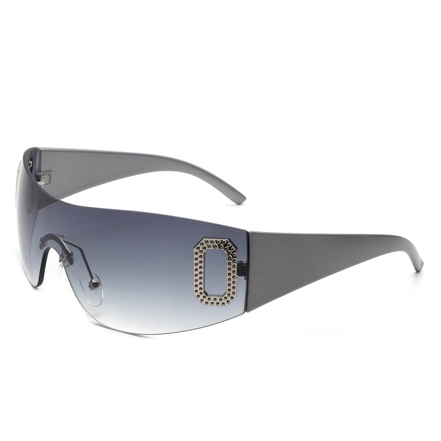 Rectangle Rimless Sleek Wrap Around Fashion Sunglasses