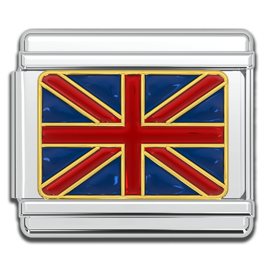 Italian Charms - UK Flag, 9mm Enamel Bracelet Links