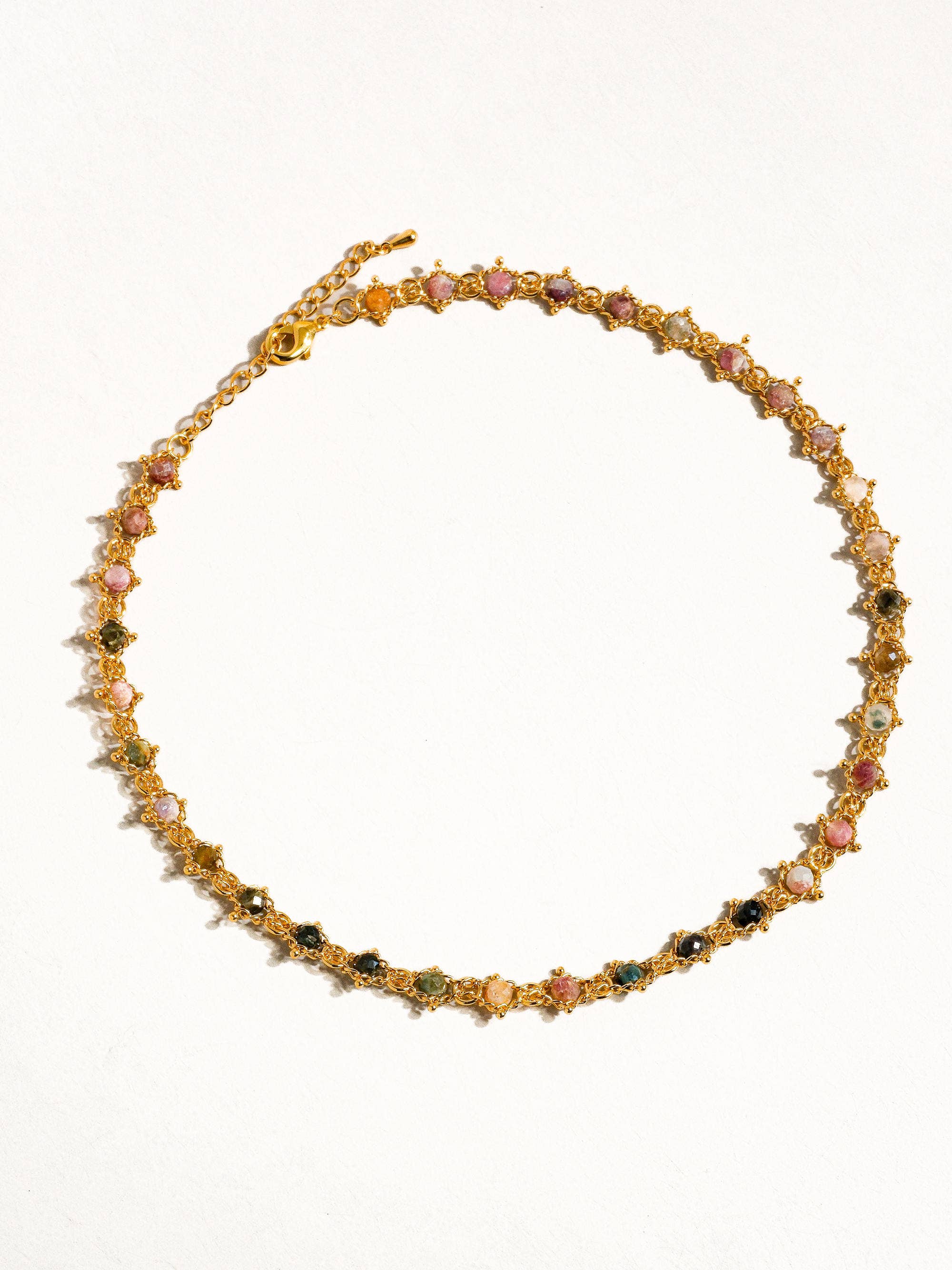 Skylar 18K Gold Multi-Stone Chained Bracelet, Necklace
