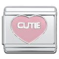 Italian Bracelet Charm -  CUTIE PINK HEART 9mm Links