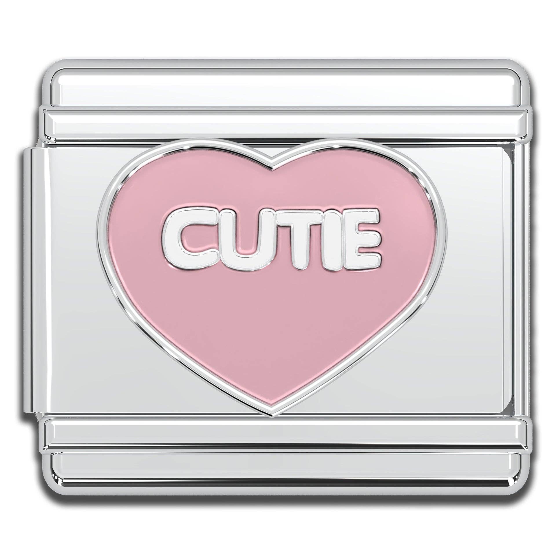 Italian Bracelet Charm -  CUTIE PINK HEART 9mm Links