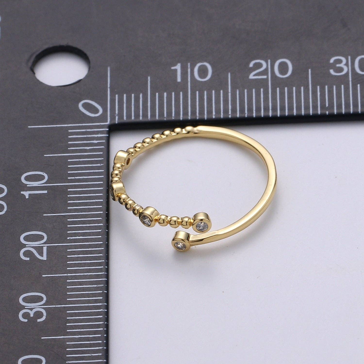 Dainty Cz Circle Bubble Chain Ring Round Open Cuff Ring Open