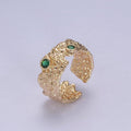16K Gold Filled Textured Abstract Emerald Green Crystal Zirc