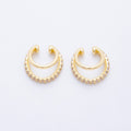 18K Gold Filled Micro Paved CZ Double Band Ear Cuff Earrings in Gold & Silver | AI-00262
