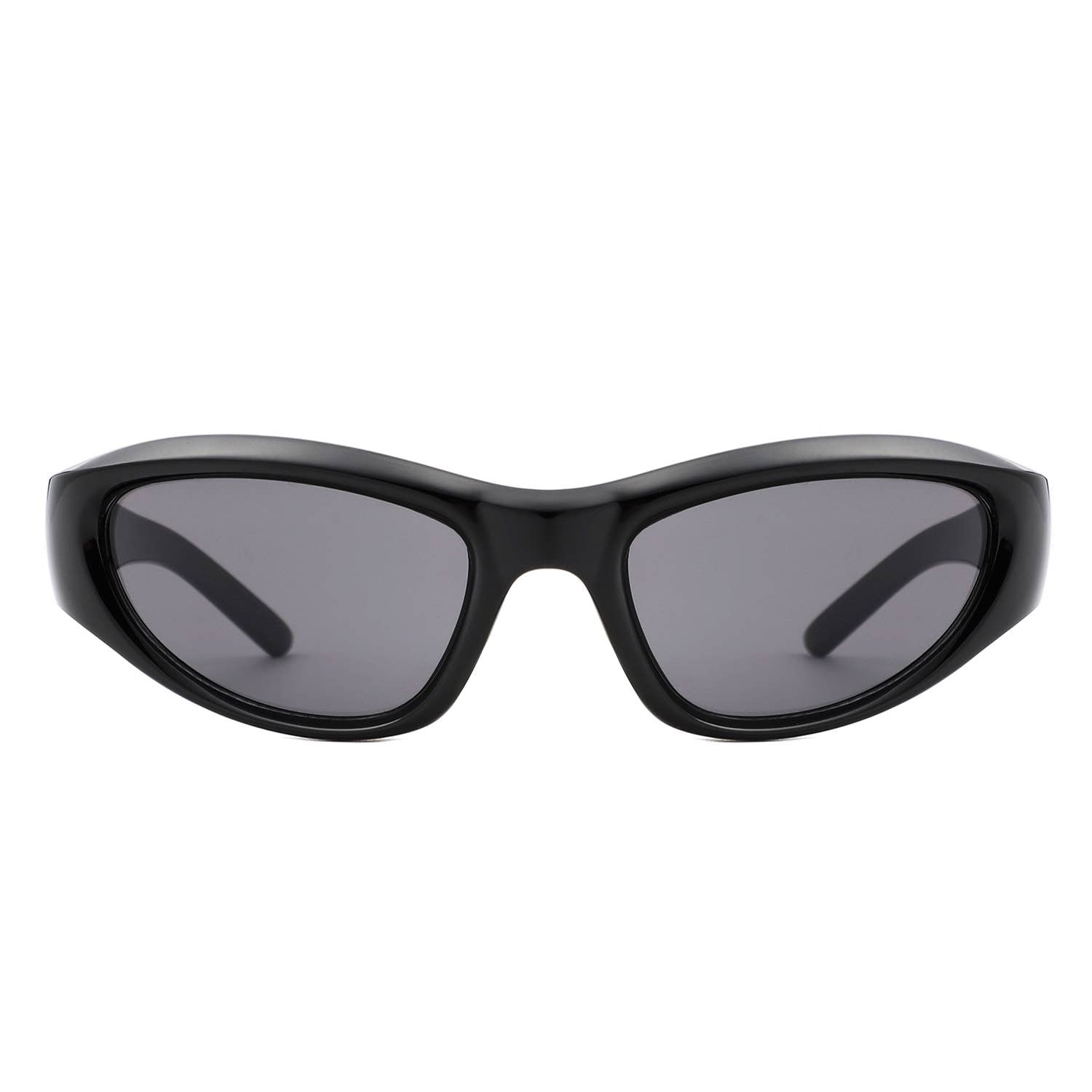 Y2K Slim Oval Unisex Wraparound Sunglasses with Star Temple