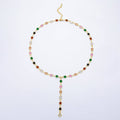 18K Gold Filled 5.7mm Clear, Multicolor Square CZ Chain 19 Inch Lariat Necklace w. Extender | WA-3273 WA-3274