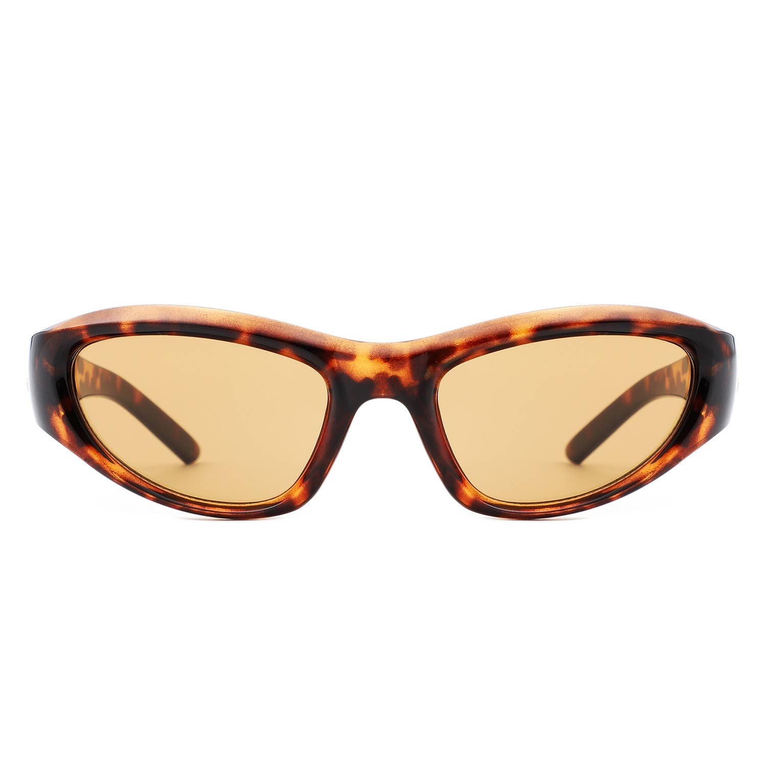Y2K Slim Oval Unisex Wraparound Sunglasses with Star Temple